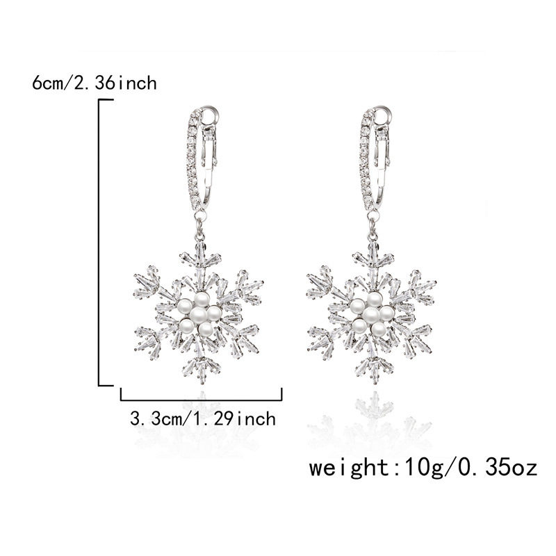 Christmas Geometric White Snowflake Alloy Earrings | picture 