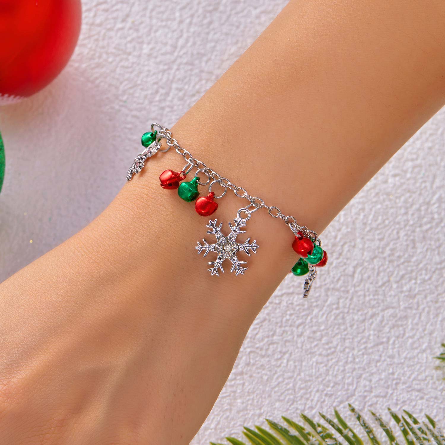 Christmas Silver Bell Snowflake Alloy Bracelet | picture 