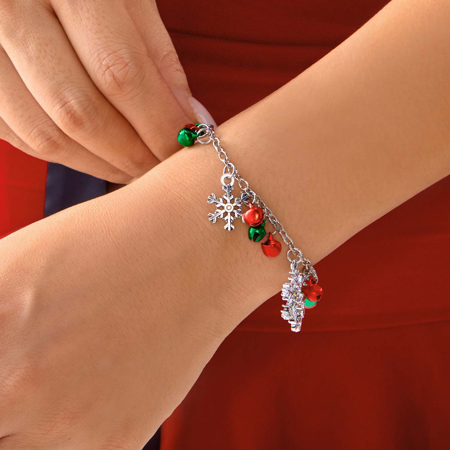 Christmas Silver Bell Snowflake Alloy Bracelet | picture 
