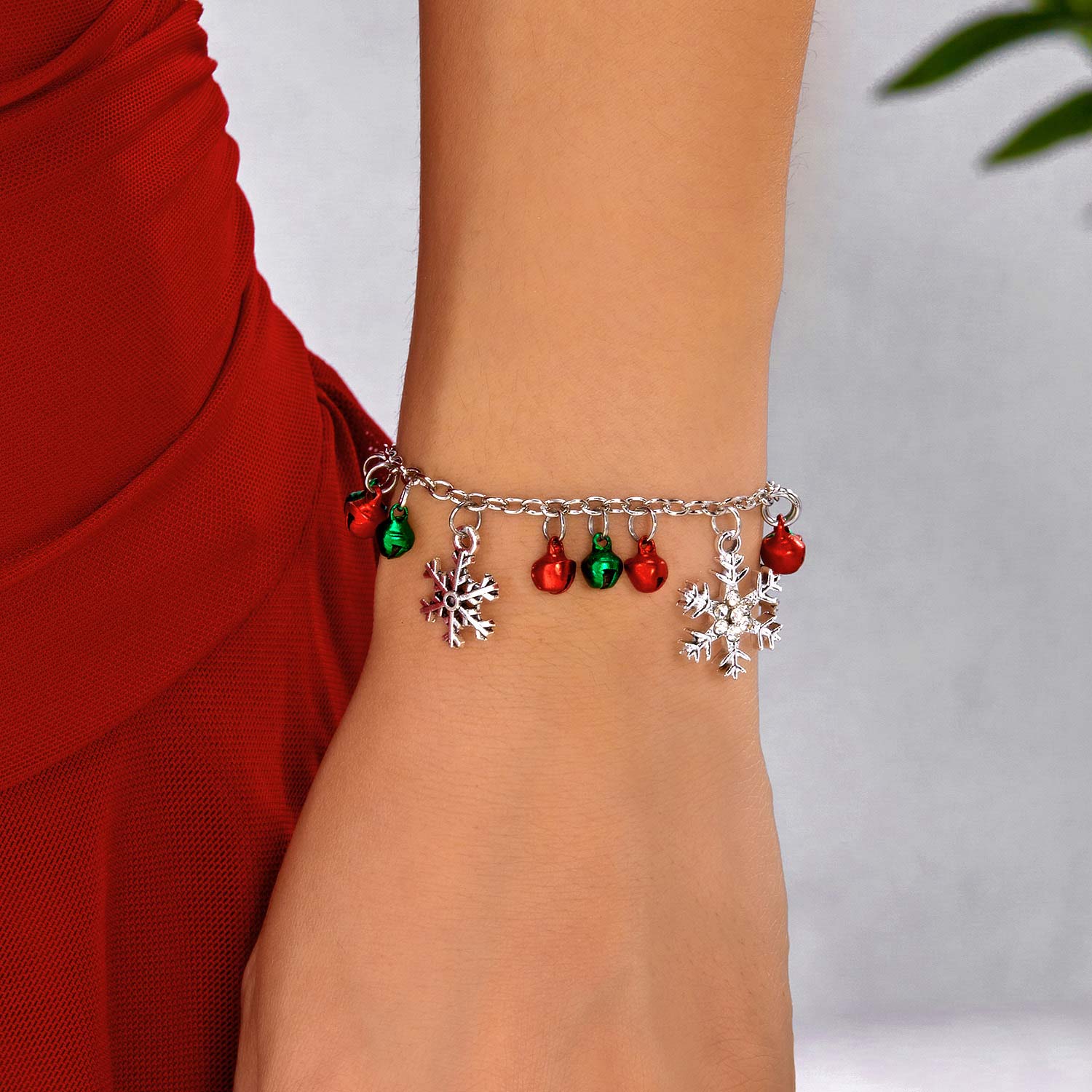 Christmas Silver Bell Snowflake Alloy Bracelet | picture 