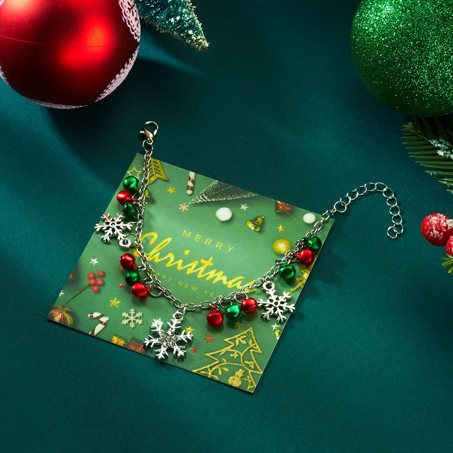 Christmas Silver Bell Snowflake Alloy Bracelet | picture 