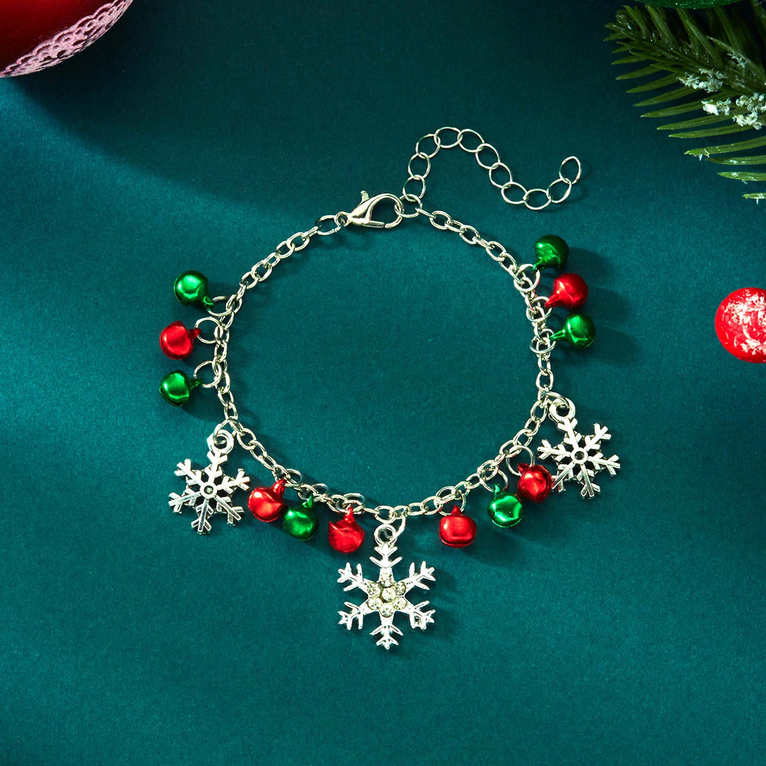 Christmas Silver Bell Snowflake Alloy Bracelet | picture 