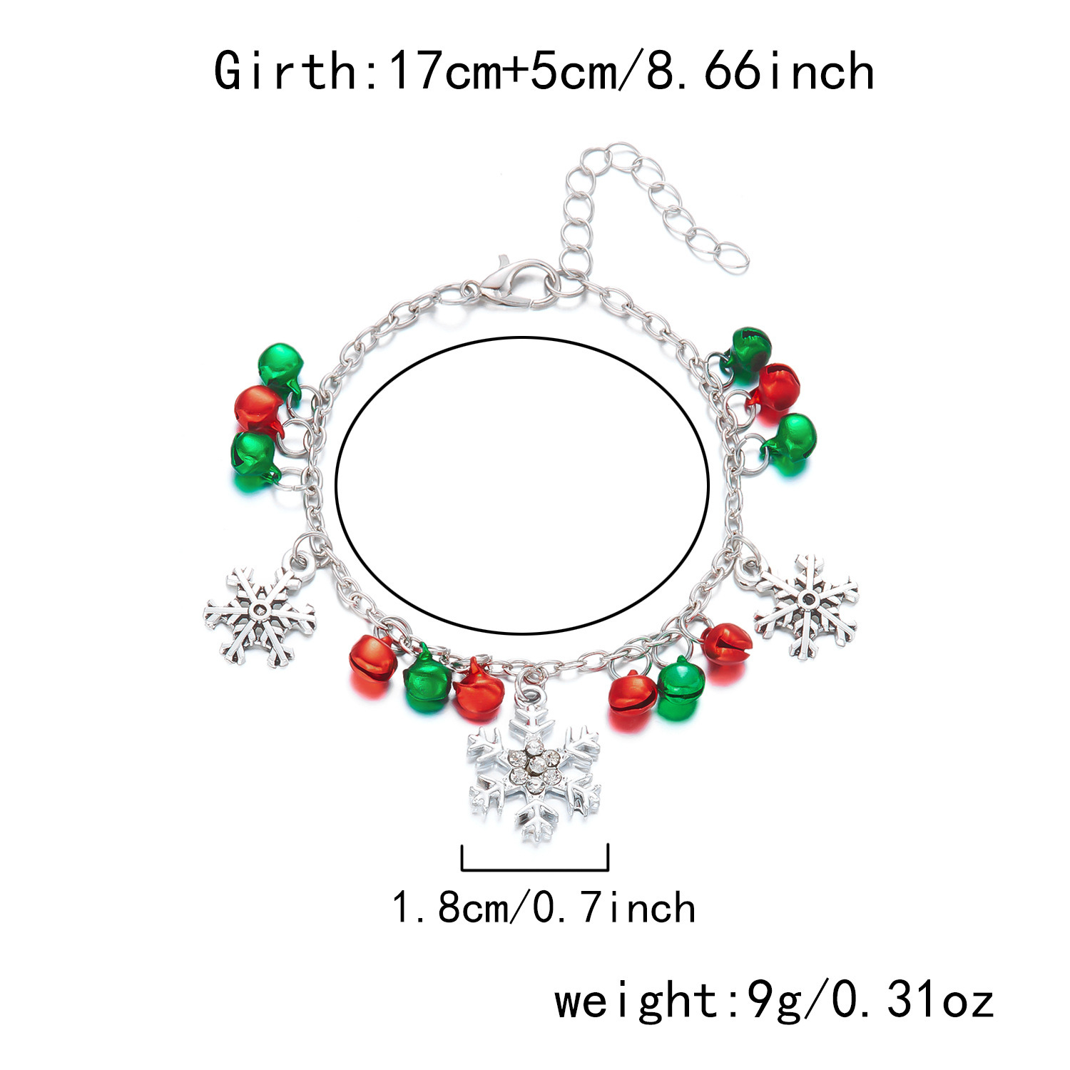 Christmas Silver Bell Snowflake Alloy Bracelet | picture 