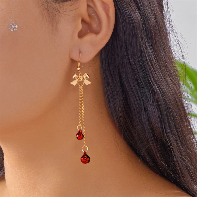 Christmas Golden Bow Alloy Detail Earrings | picture 