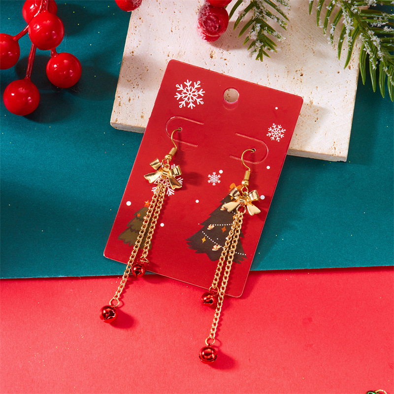 Christmas Golden Bow Alloy Detail Earrings | picture 