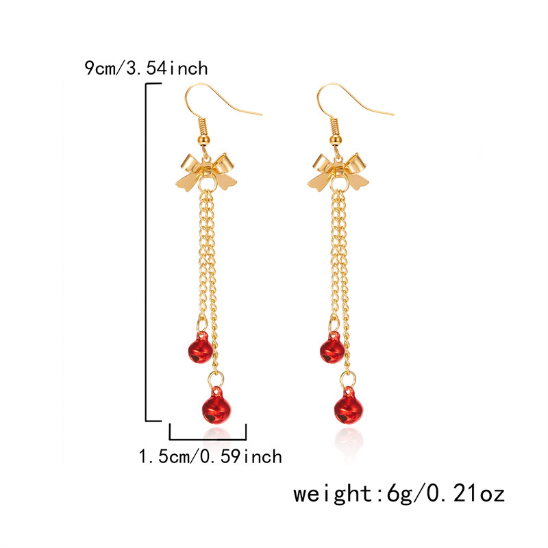 Christmas Golden Bow Alloy Detail Earrings | picture 