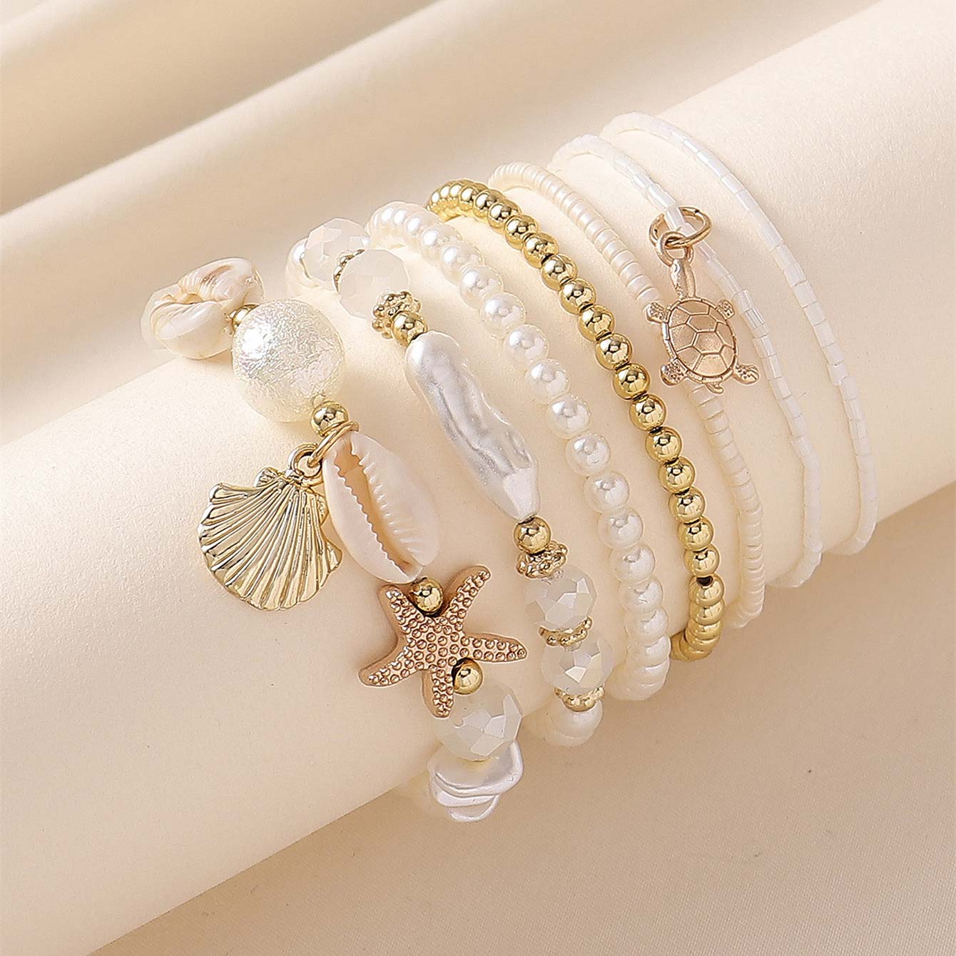 Christmas Beige Shell Acrylic Detail Bracelets | picture 