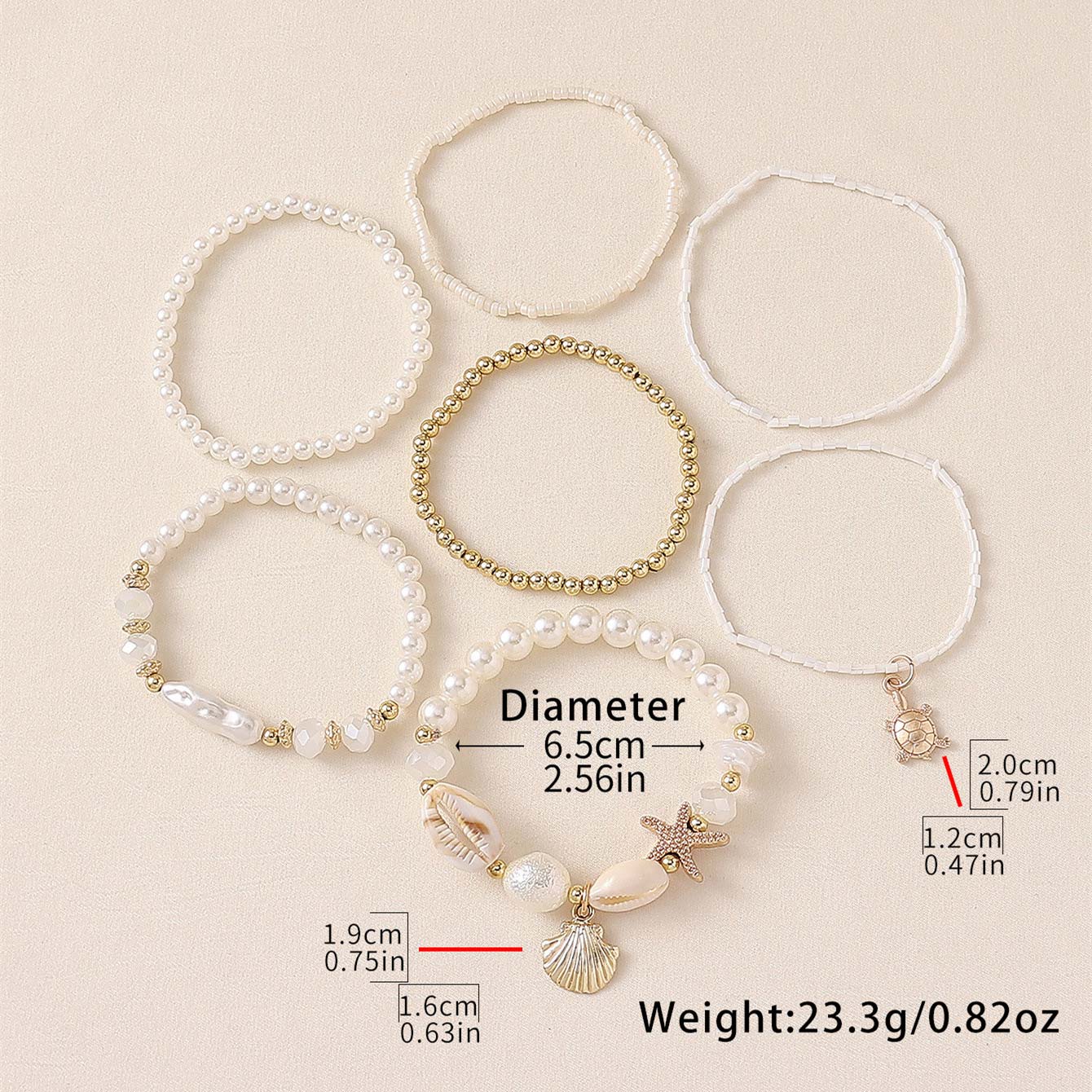 Christmas Beige Shell Acrylic Detail Bracelets | picture 