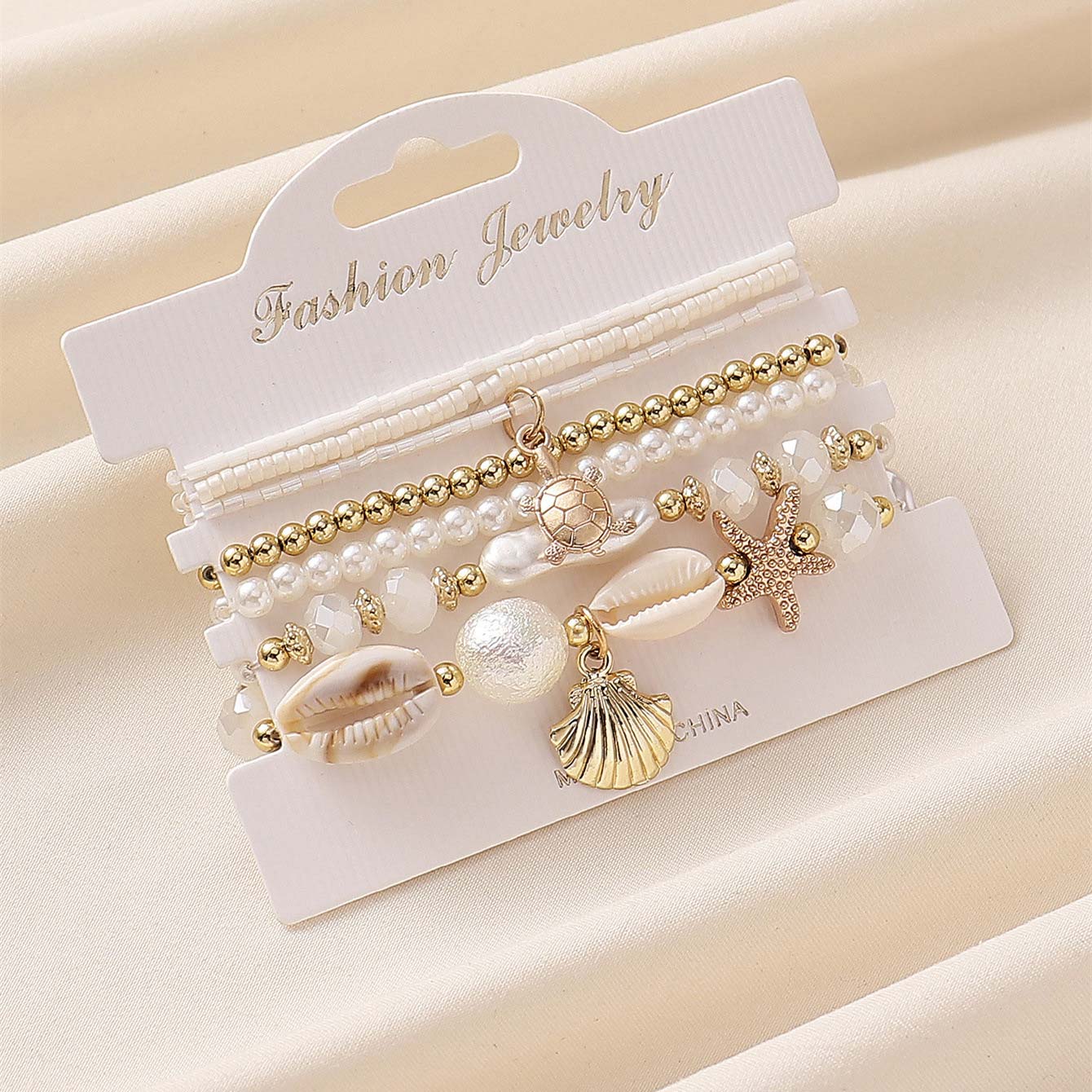 Christmas Beige Shell Acrylic Detail Bracelets | picture 