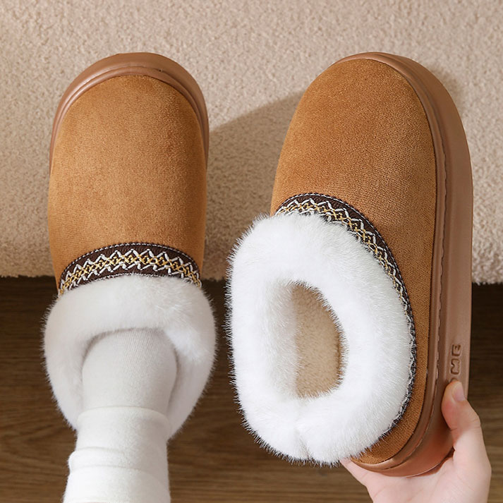 Dark Camel Closed Toe Falt Slippers | picture 