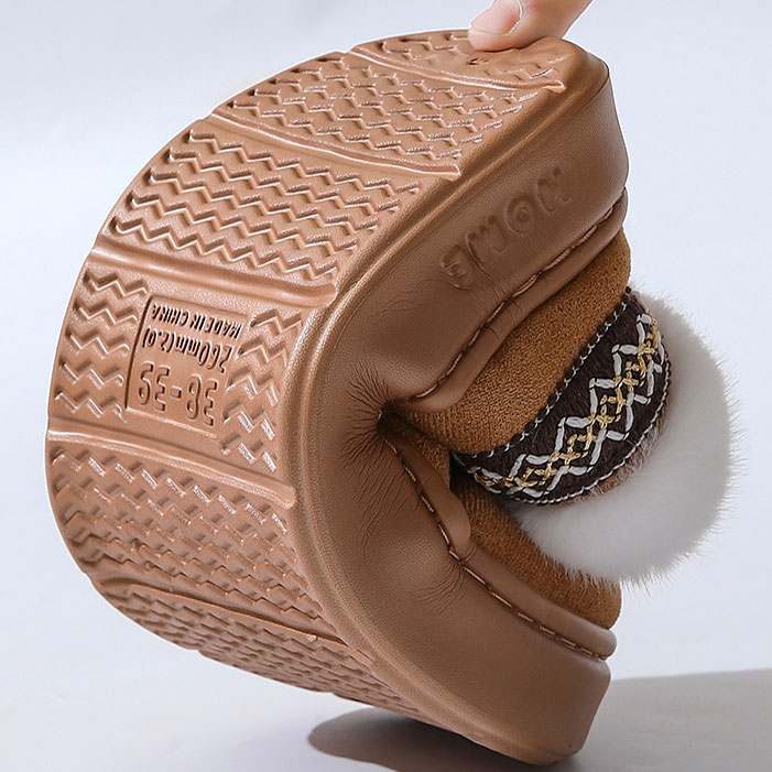 Dark Camel Closed Toe Falt Slippers | picture 