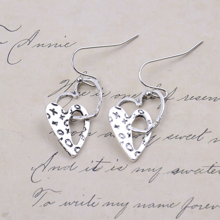 Silver Heart Design Hollow Alloy Earrings | picture 