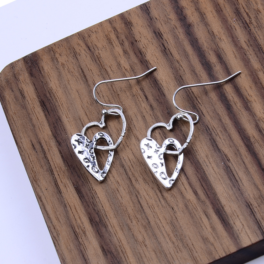 Silver Heart Design Hollow Alloy Earrings | picture 