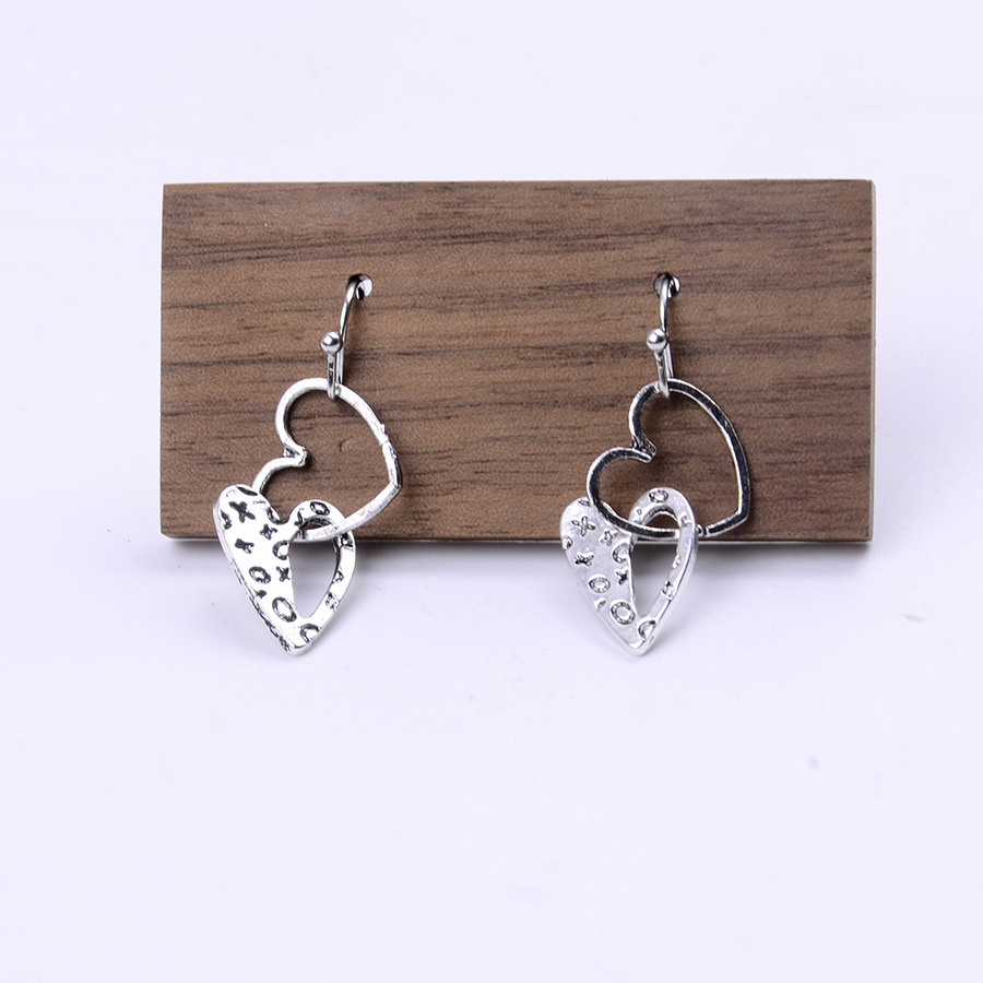 Silver Heart Design Hollow Alloy Earrings | picture 