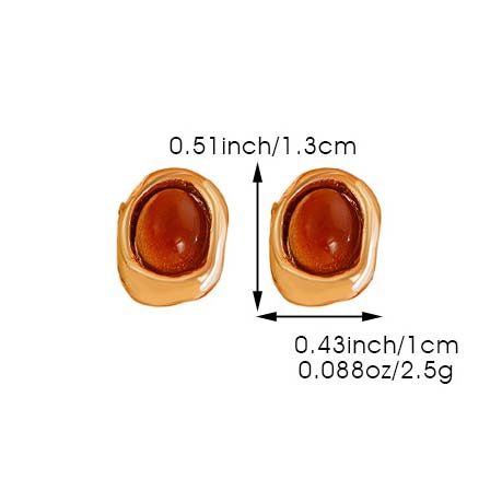 Golden Tiger Eye Stone Alloy Earrings | picture 