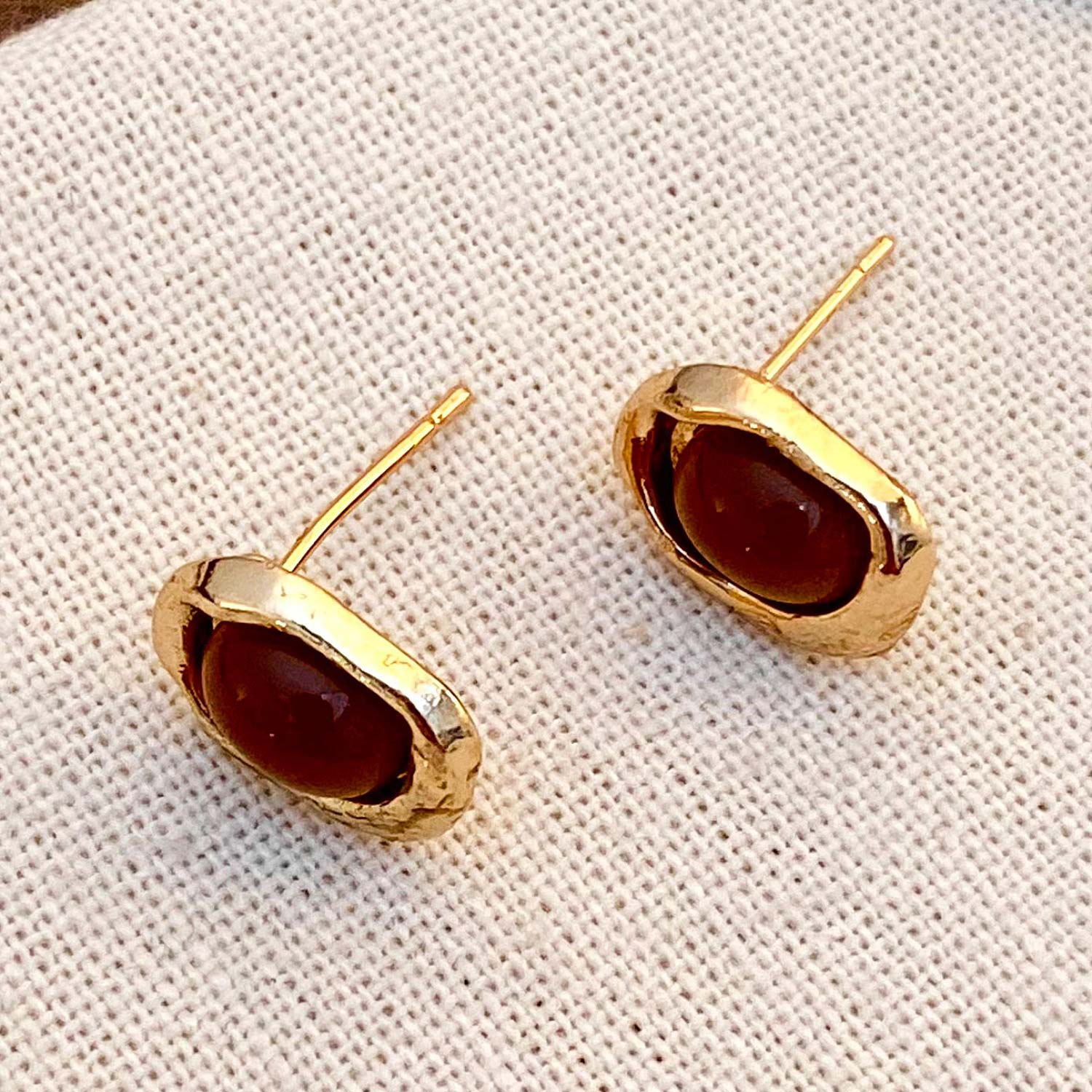 Golden Tiger Eye Stone Alloy Earrings | picture 