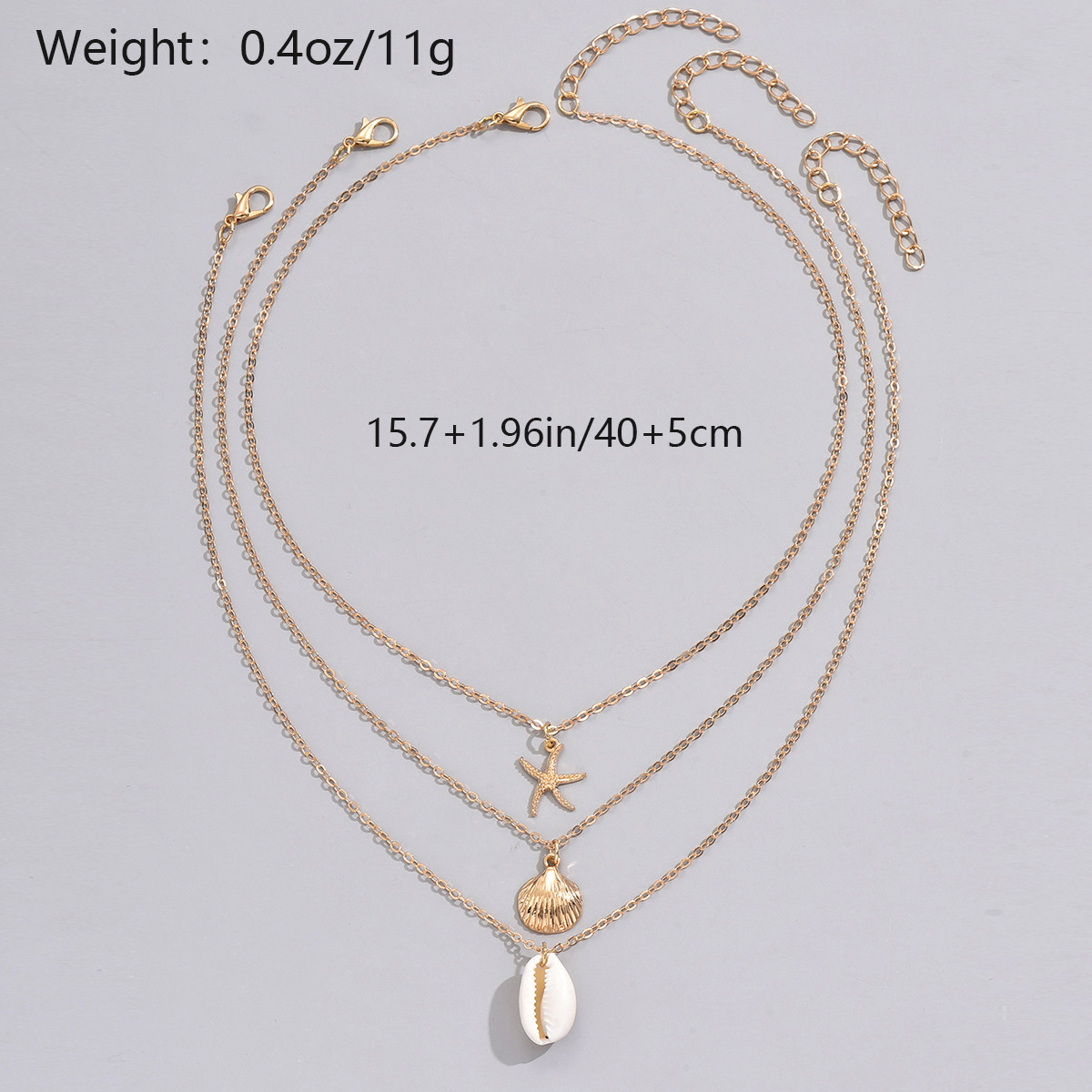 Layered Golden Shell Alloy Necklace Set | picture 