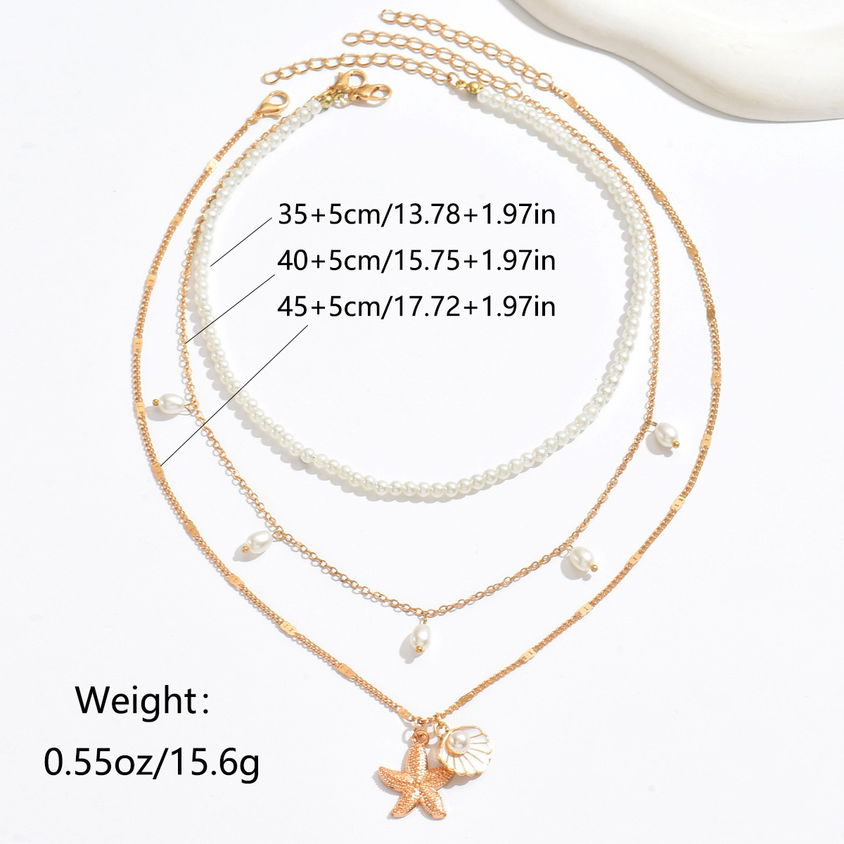 Golden Color Shell Pearl Detail Necklace | picture 