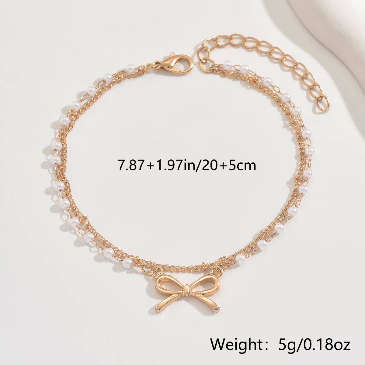 Golden Color Bow Alloy Detail Anklet | picture 