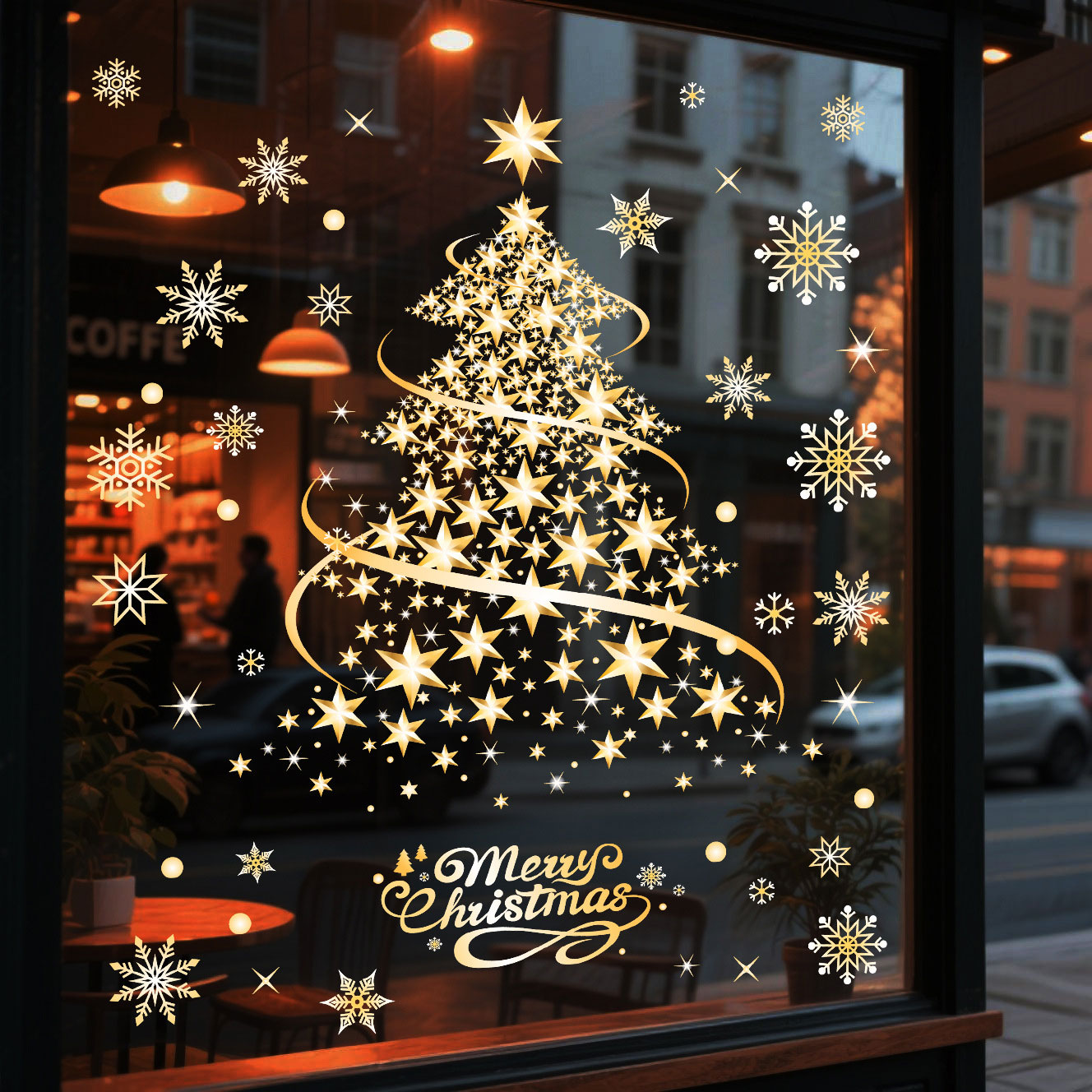 Christmas Tree Golden Sticker Glass Stickers | picture 