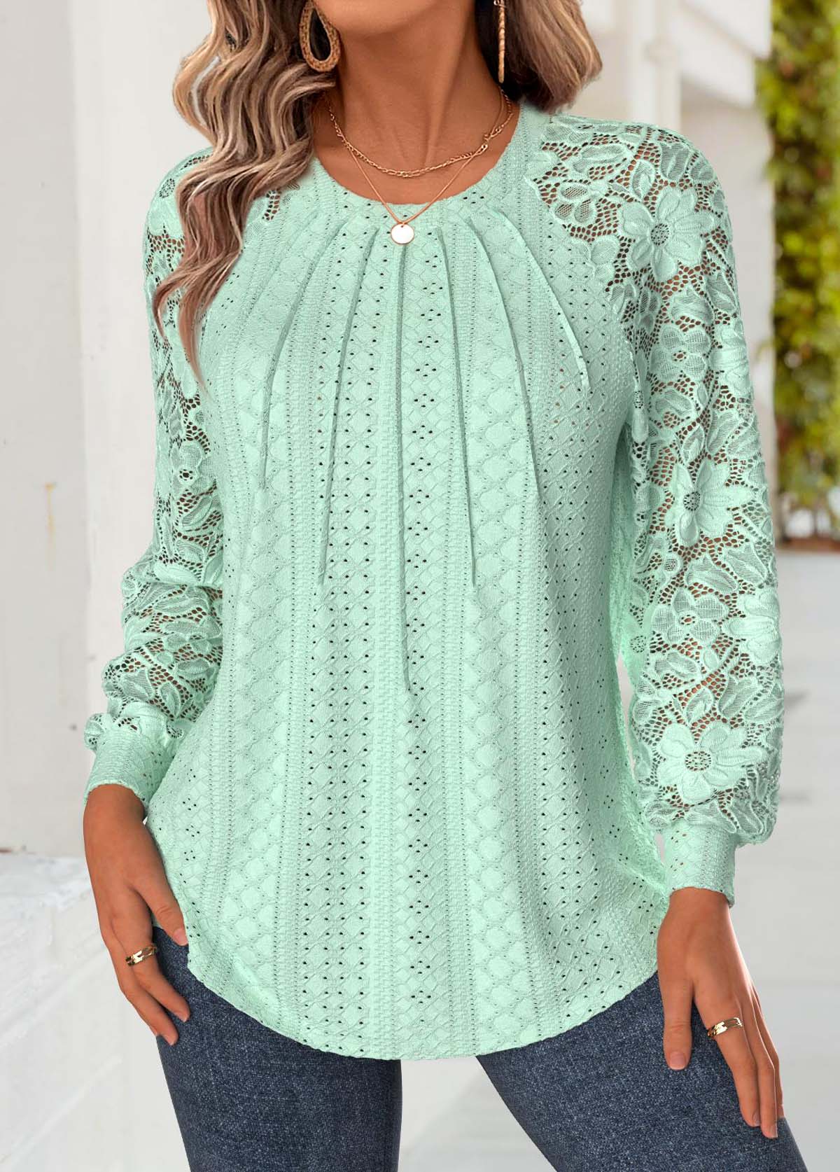 Light Green Tummy Coverage Long Sleeve T Shirt | picture 