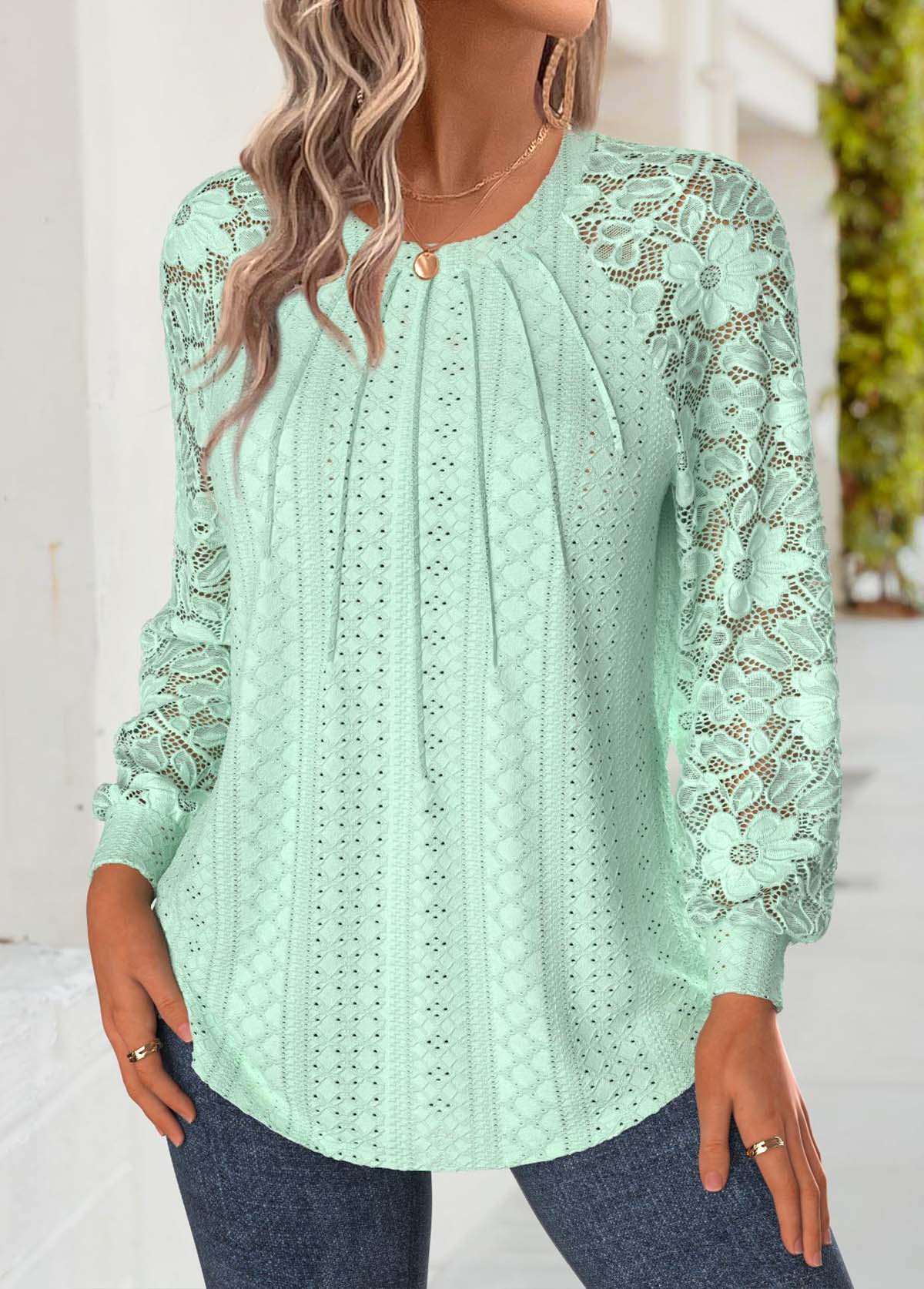 Light Green Tummy Coverage Long Sleeve T Shirt | picture 