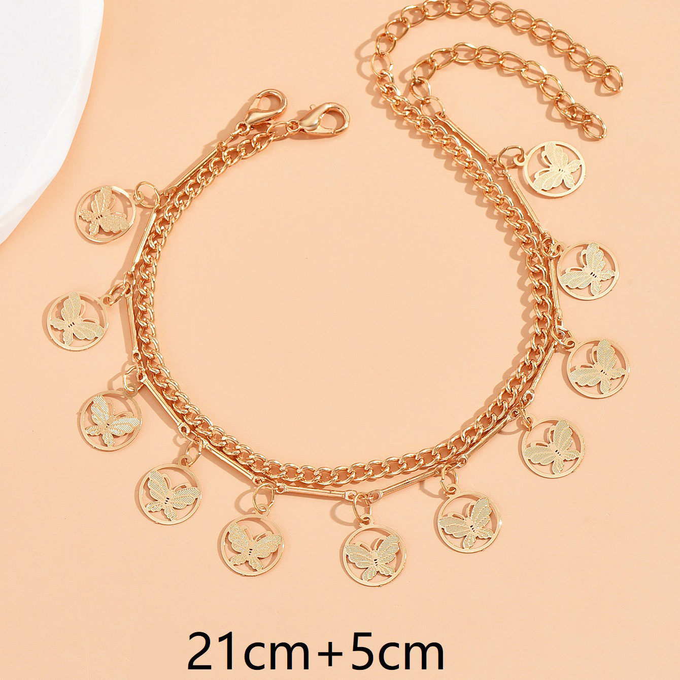 Golden Color Butterfly Alloy Detail Anklets | picture 