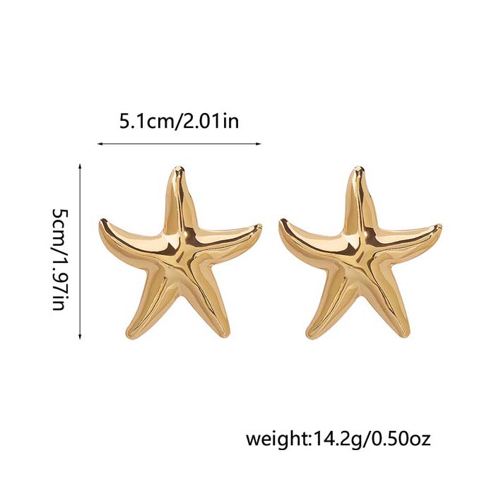 Golden Starfish Marine Life Alloy Earrings | picture 