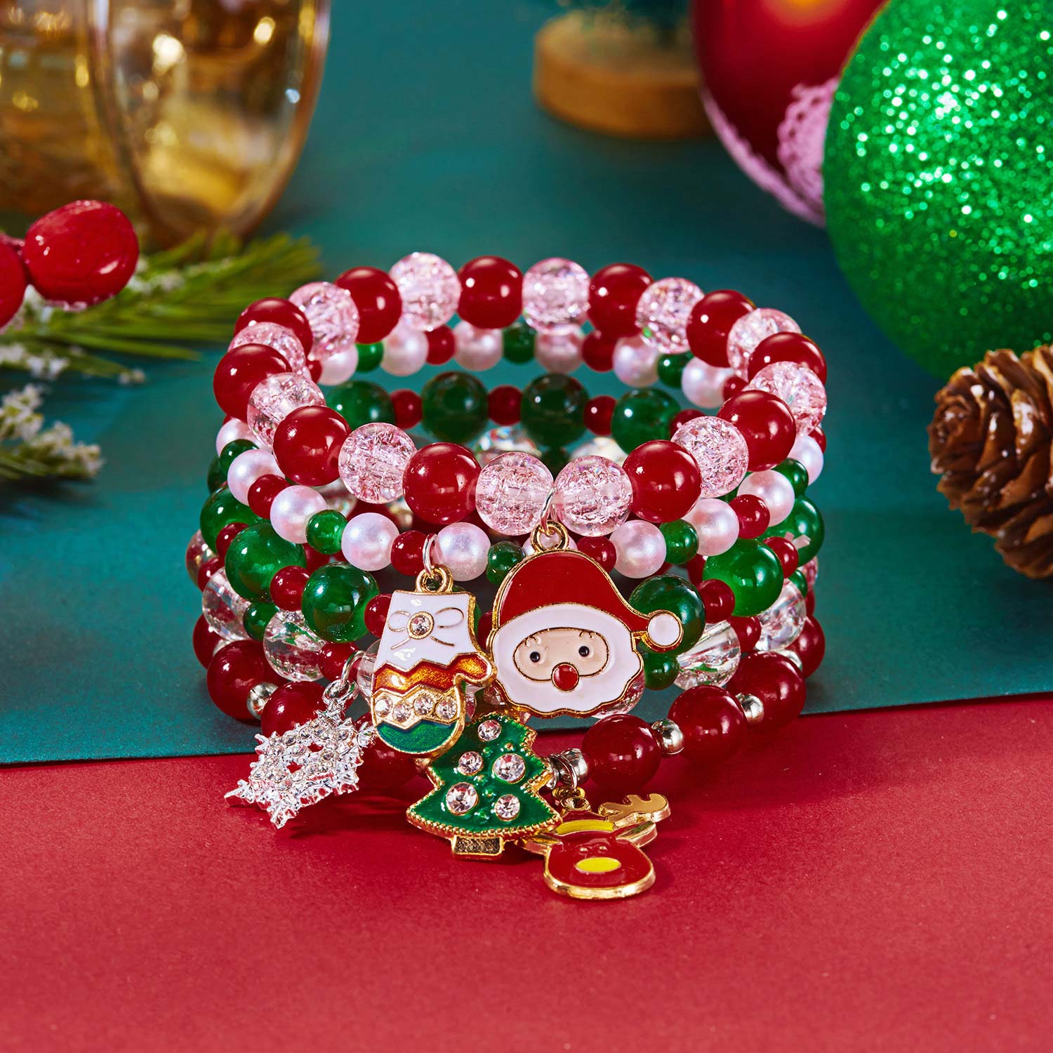 Christmas Multi Color Santa Claus Alloy Bracelets | picture 