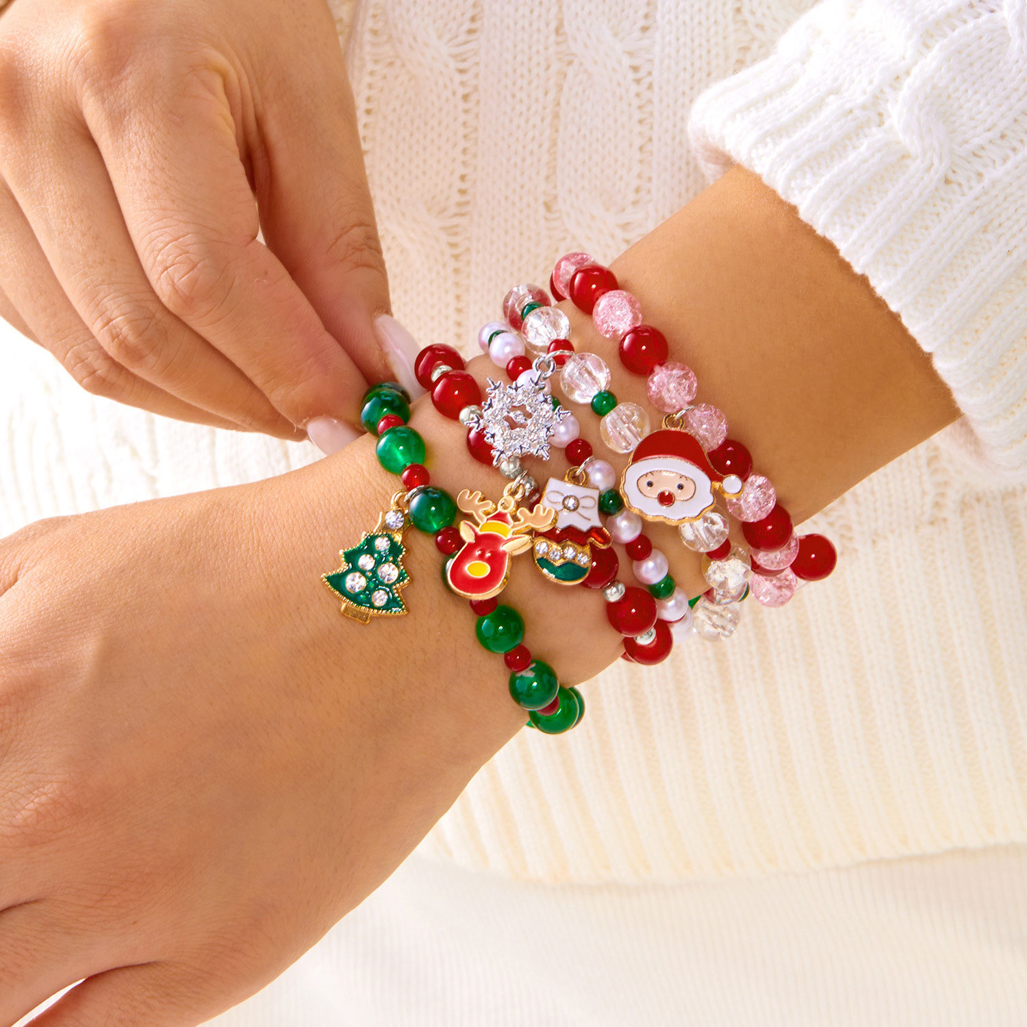 Christmas Multi Color Santa Claus Alloy Bracelets | picture 