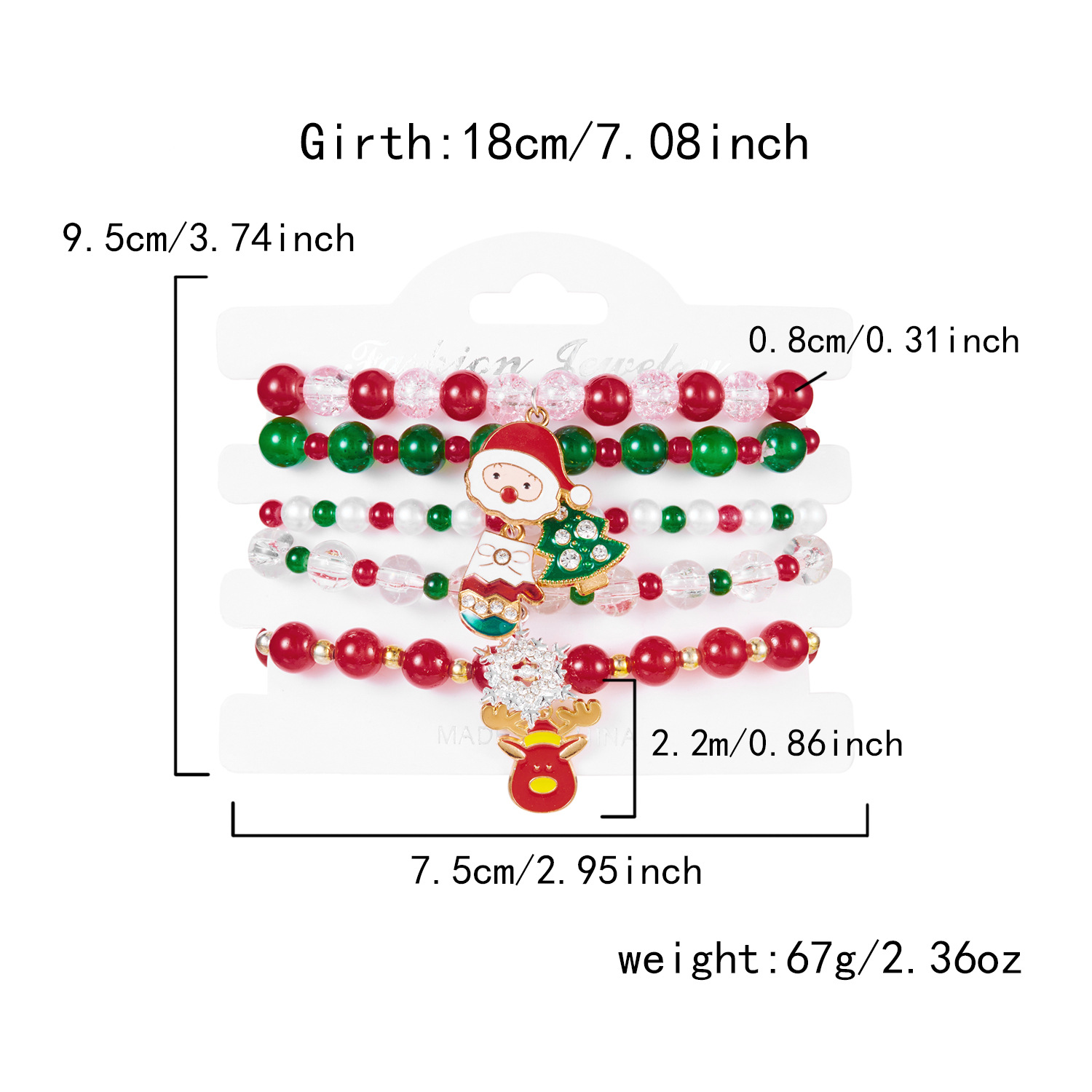 Christmas Multi Color Santa Claus Alloy Bracelets | picture 