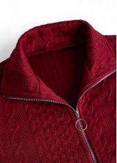 Wine Red Jacquard Sleeveless Stand Collar Waistcoat | thumb picture 