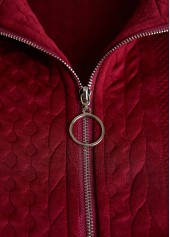 Wine Red Jacquard Sleeveless Stand Collar Waistcoat | thumb picture 