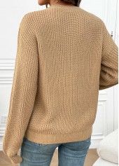 Light Camel Tummy Coverage Long Sleeve Round Neck Sweater | thumb picture 