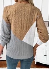 Dark Camel Tummy Coverage Long Sleeve Round Neck Sweater | thumb picture 