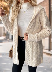 Beige Tummy Coverage Long Sleeve Hooded Coat | thumb picture 
