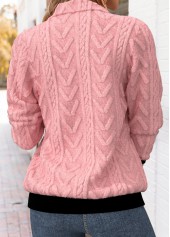 Pink Tummy Coverage Long Sleeve Turn Down Collar Sweatshirt | thumb picture 