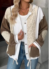 Light Coffee Tummy Coverage Long Sleeve Hooded Coat