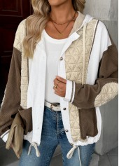 Light Coffee Tummy Coverage Long Sleeve Hooded Coat | thumb picture 