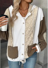 Light Coffee Tummy Coverage Long Sleeve Hooded Coat | thumb picture 