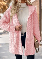 Light Pink Tummy Coverage Long Sleeve Hooded Coat