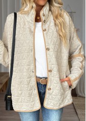 Beige Tummy Coverage Long Sleeve Stand Collar Coat | thumb picture 