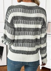 Black Tummy Coverage Striped Long Sleeve Round Neck Sweater | thumb picture 