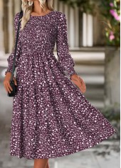 Purple Tummy Coverage Ditsy Floral Print Long Sleeve Dress | thumb picture 