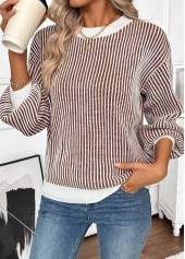 Dark Coffee Tummy Coverage Long Sleeve Round Neck Sweater | thumb picture 