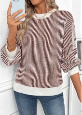 Dark Coffee Tummy Coverage Long Sleeve Round Neck Sweater | thumb picture 