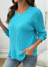 Mint Green Tummy Coverage Long Sleeve Round Neck Sweater