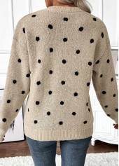 Light Camel Tummy Coverage Polka Dot Long Sleeve Sweater | thumb picture 