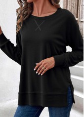 Black Tummy Coverage Long Sleeve Round Neck Sweatshirt | thumb picture 