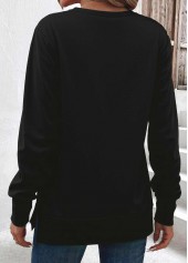 Black Tummy Coverage Long Sleeve Round Neck Sweatshirt | thumb picture 